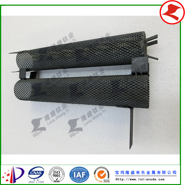 Titanium anode mesh cylinder for sewage treatment delivered